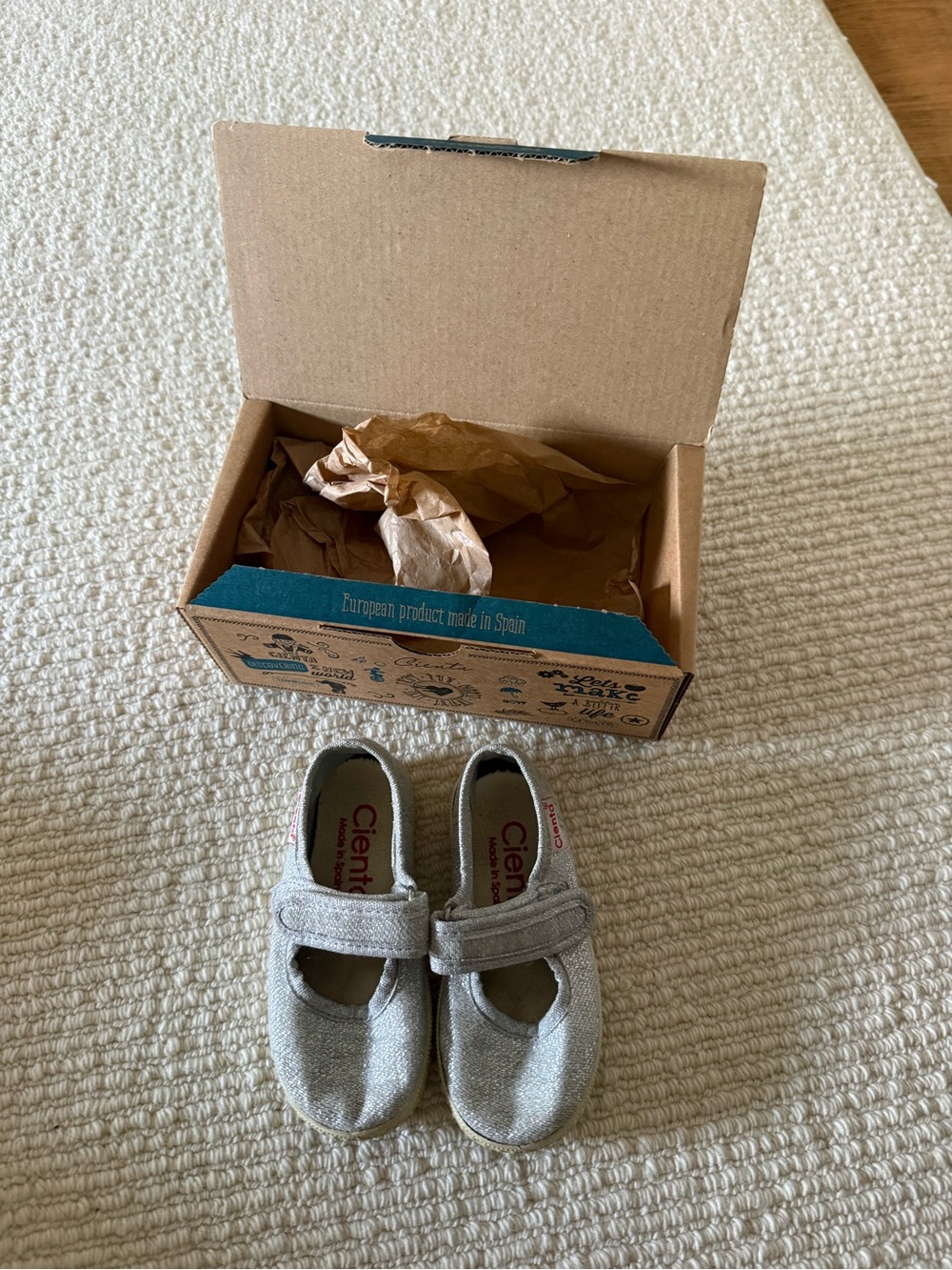Cienta Silver Glitter Mary Jane Baby Walker Shoes